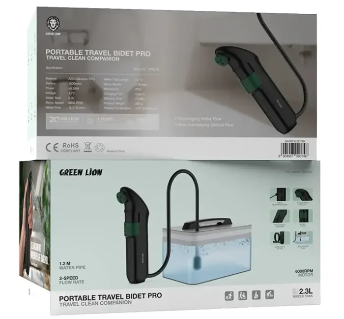 دوش مخزن دار و بیده مسافرتی گرین لاین مدل Portable Travel Bidet Pro
