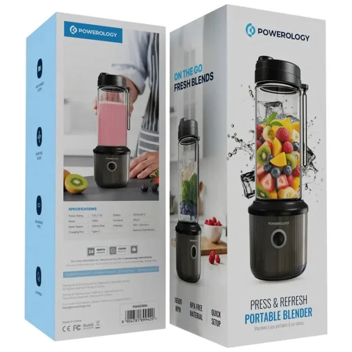 مخلوط کن قابل حمل شارژی پاورولوژی Powerology Press Refresh مدل PSM013BK