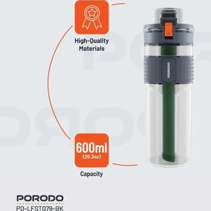 بطری آب تصفیه دار پرودو PORODO مدل PD-LFST079-BK دو مرحله ای